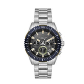Quantum Men's Chronograph Watch Analog Grey Dial with Silver Stainless Steel Band, PWG1128.350